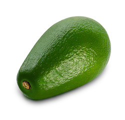 One whole avocado isolated on white background. Tropical Fruit