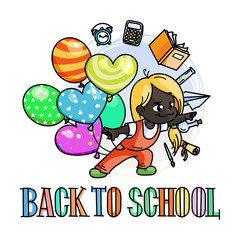 Welcome back to school. Cute school kid ready to education.