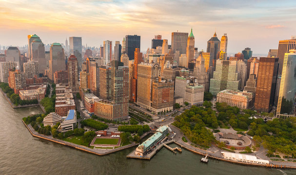 Aerial View Of Battery Park In New York