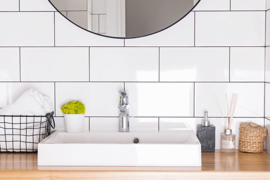 Modern bathroom interior in details.