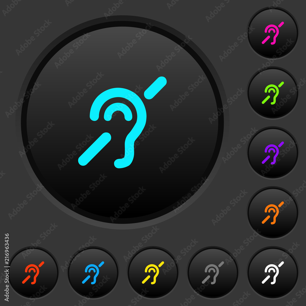 Poster hearing impaired dark push buttons with color icons