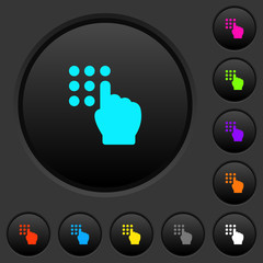 Typing security code dark push buttons with color icons