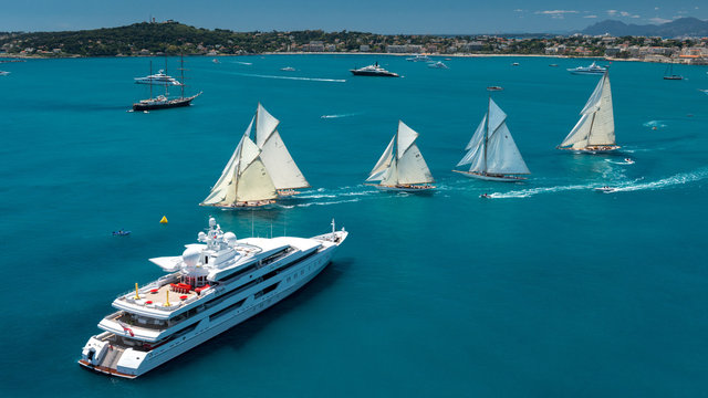 French Riviera - Old Sail Race Start Aerial View