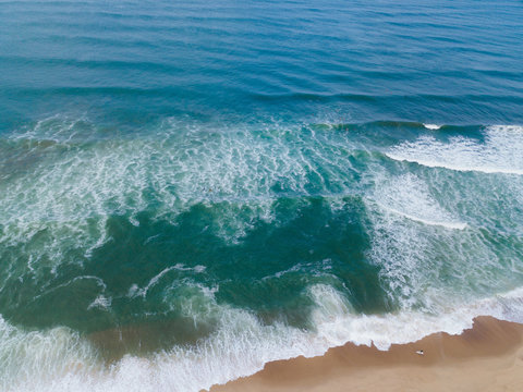 aerial view of Fantastic waves and beach