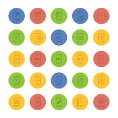 Smartphone linear icons set