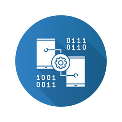 Smartphone settings flat design long shadow glyph icon