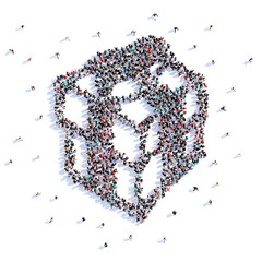 A lot of people form wedding gift, icon . 3d rendering.