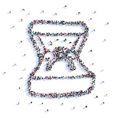 A lot of people form rings, wedding, icon . 3d rendering.