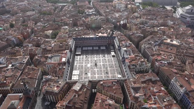 Aerial image of Plaza Mayor of Madrid Spain.