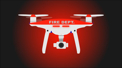 Fire dept. photo and video drone icon. Vector illustration.