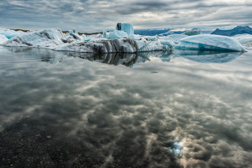 Iceland - Jokulsarlon glacier lagoon - polar storm reflexion