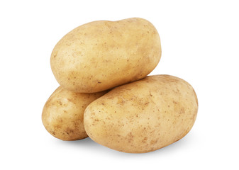 Young potato isolated on white background