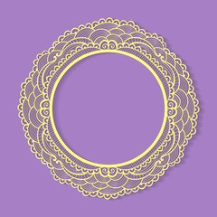 Vector circle lace frame.