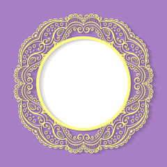 Vector circle lace frame.
