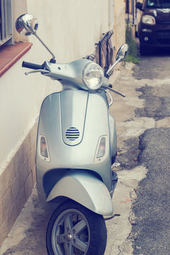 Gray vintage scooter