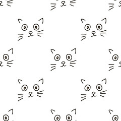 Seamless patterns with cats faces.