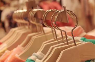Clothes hangers in a shop