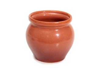 Ancient ceramic pot on a white background