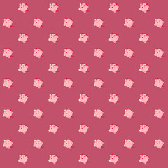 Pattern based on my illustration of a kawaii cute round-shaped red demon showing evilness and showing magnificence in the warm underworld of hell. His big shadow is projected on the wall.