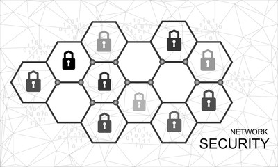 Global network security. Vector polygonal technology concept. 