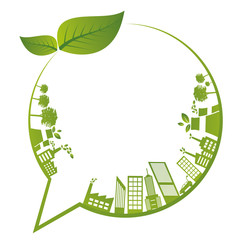 Ecology concept with green city on earth. sustainable development World environment concept, vector illustration