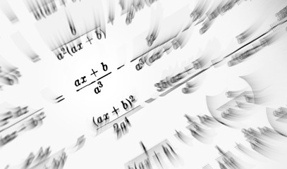 Large number of mathematical formulas focus on a white background