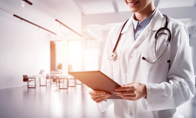 Modern medical industry presented by means of female doctor