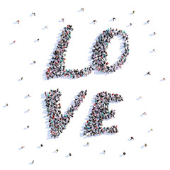 A lot of people form love, icon . 3d rendering.