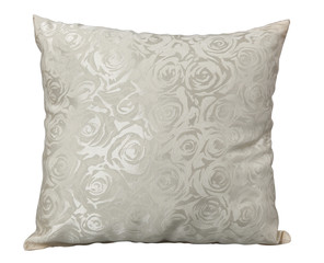Pillow with decorative elements isolated on white backgroud with clipping path