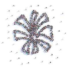 A lot of people form firework, icon . 3d rendering.