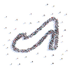 A lot of people form wedding, shoe, icon . 3d rendering.