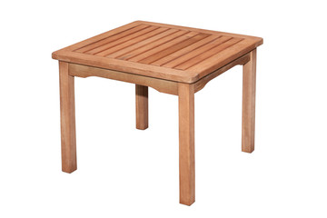 Small аuxiliary wooden table on white background with clipping path