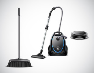 Vacuum Cleaner Evolution Realistic Illustration