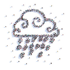 A lot of people form cloud, icon . 3d rendering.