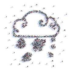 A lot of people form cloud, icon . 3d rendering.