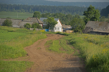 Middle Ural, Russia, -  rural landscape in sunny day