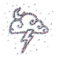 A lot of people form cloud, icon . 3d rendering.