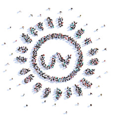 A lot of people form the sun, icon . 3d rendering.