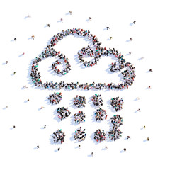 A lot of people form cloud, icon . 3d rendering.