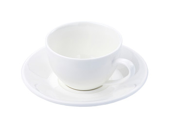 White Cup and dish isolated on white