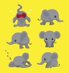 Cute Big Head Elephant Cartoon Vector Illustration