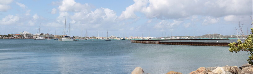 Fototapeta premium Marigot, St. Martin harbor panoramic