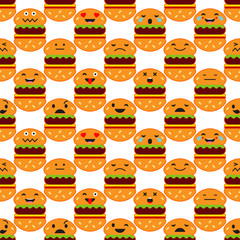 Seamless background with Emotions Hamburger. Cute cartoon. Vector illustration. Textile rapport.