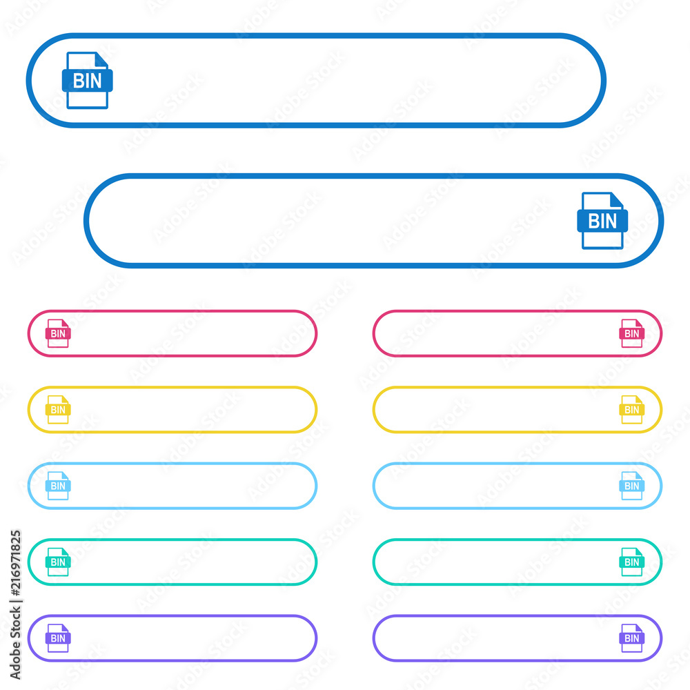 Poster bin file format icons in rounded color ghost buttons