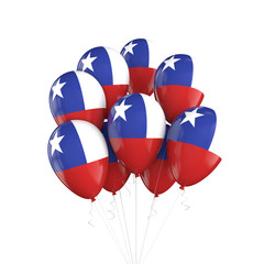 Chile flag bunch of balloons on string. 3D Rendering