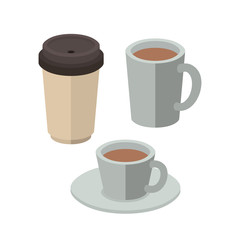 set coffee drinks isometrics icons vector illustration design