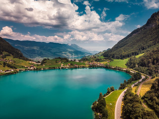 Naklejka na ściany i meble Switzerland blue lake