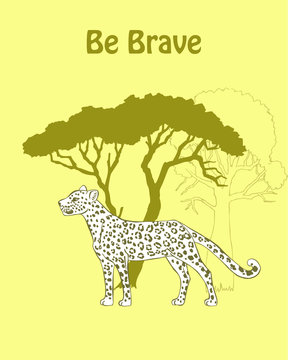  Quotes Poster with Leopard Savanna Animal