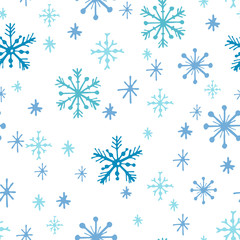 Christmas seamless pattern of beautiful snowflakes. Elegant winter vector background.