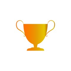 Gold cup award sign. Modern symbol of victory, award achievement sport. Insignia ceremony awarding of winner tournament. Colorful template for badge, tag, etc. Design element. Vector illustration.
